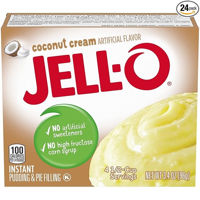 Jell-O Coconut Cream Instant Pudding & Pie Filling Mix (24 ct Pack, 3.4 oz Boxes)