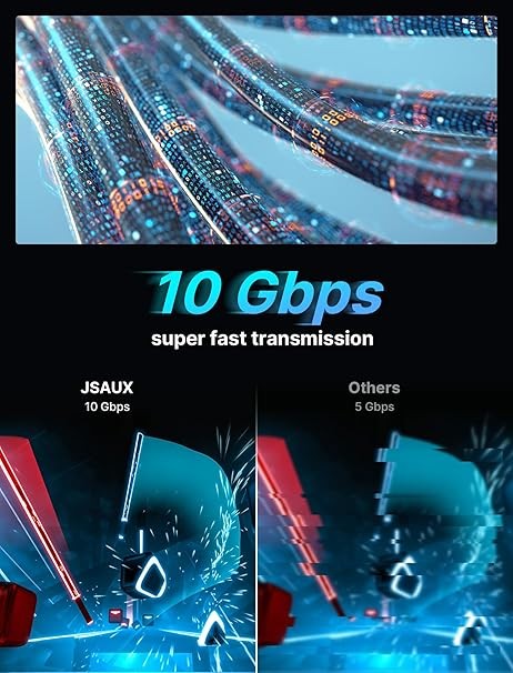 JSAUX Link Cable 16FT with Charging Compatible for Meta Quest 3S/Quest3/2/Pro Accessoriesã€ Charging While Playingã€‘ USB 3.0 High Speed Data Compatible for Oculus 3S/3/2/Pro, Pico 4, PC VR, Steam VR thumbnail 4