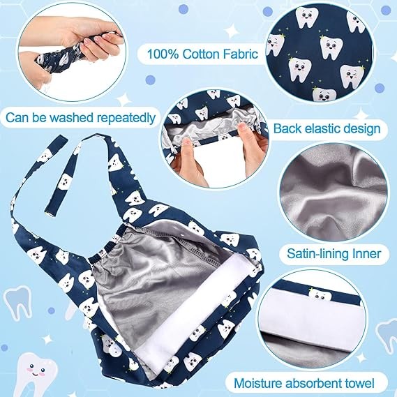 Hercicy 12 Pcs Satin Lined Scrub Caps for Women Dental Working Caps with Button and Sweatband Adjustable Dentist Nurse Scrub Unisex Elastic Bandage Tie Back Hats for Women Men Teeth Pattern thumbnail 5