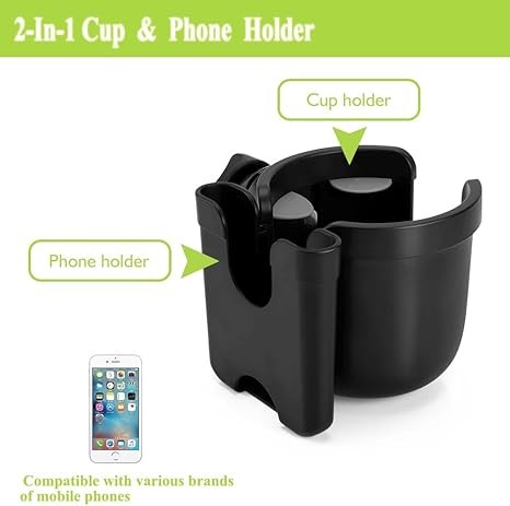 Accmor Stroller Cup Holder with Phone Holder, Bike Cup Holder, Universal Cup Holder for Uppababy Nuna Doona Strollers, 2-in-1 Cup Phone Holder for Stroller, Bike, Wheelchair, Walker, Scooter thumbnail 4