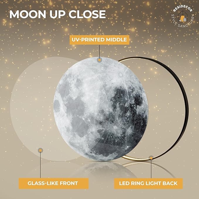 Dimmable Modern Moon Wall Lamp 20W LED 23.6 inch Wall Light Fixture Plug in with Remote Control Wall Light for Hallway Office Living Room Bedroom Spa Study Cafe Decoration thumbnail 4