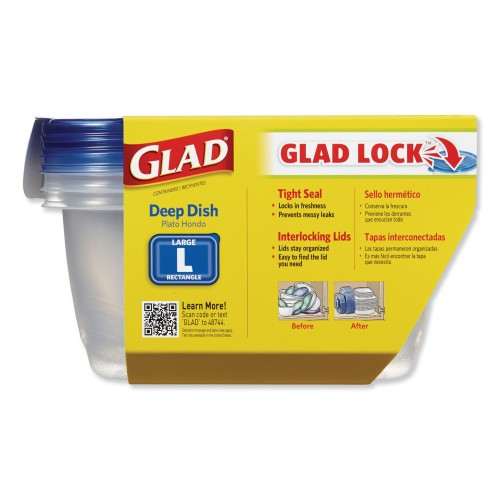Glad Deep Dish Food Storage Containers, 64 oz, Plastic, 3/Pack (70045PK) thumbnail 8
