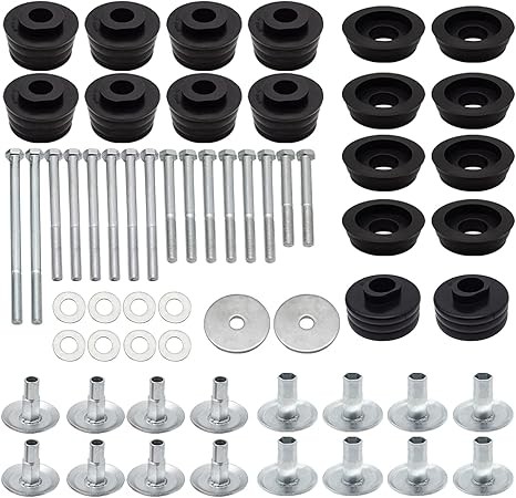 Black Super Duty Body Mount Bushing Kit for 2008-2016 Ford F250 F350 2WD 4WD Polyurethane Body Cab Mounts & Steel Sleeves & Hardware KF04060BK