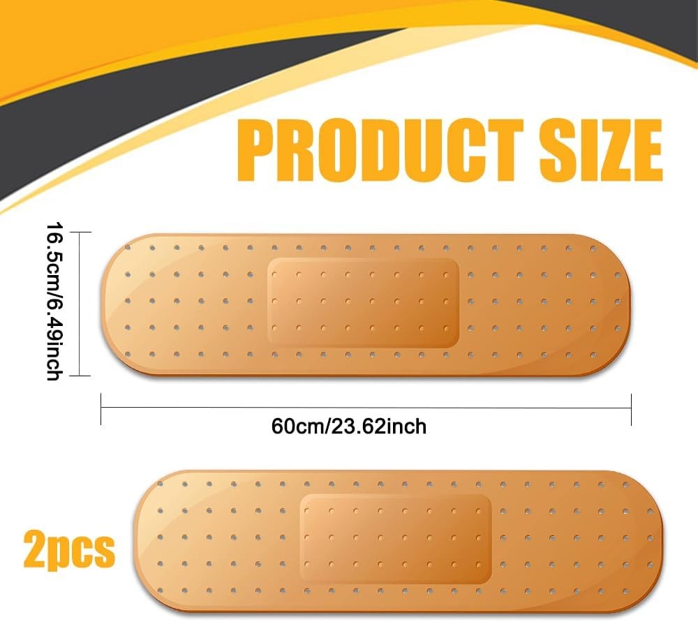 2PCS Car Bandaid Sticker, Giant Car Bumper Sticker Large Bandage Decal, Bandage Funny Automotive Decal, Car Decor Accessories Band-Aid Shape Stickers Large Decals Universal for Vehicle (Beige*2) thumbnail 6