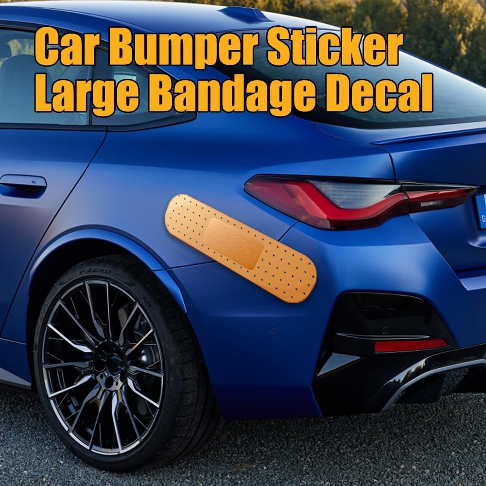 2PCS Car Bandaid Sticker, Giant Car Bumper Sticker Large Bandage Decal, Bandage Funny Automotive Decal, Car Decor Accessories Band-Aid Shape Stickers Large Decals Universal for Vehicle (Beige*2) thumbnail 2
