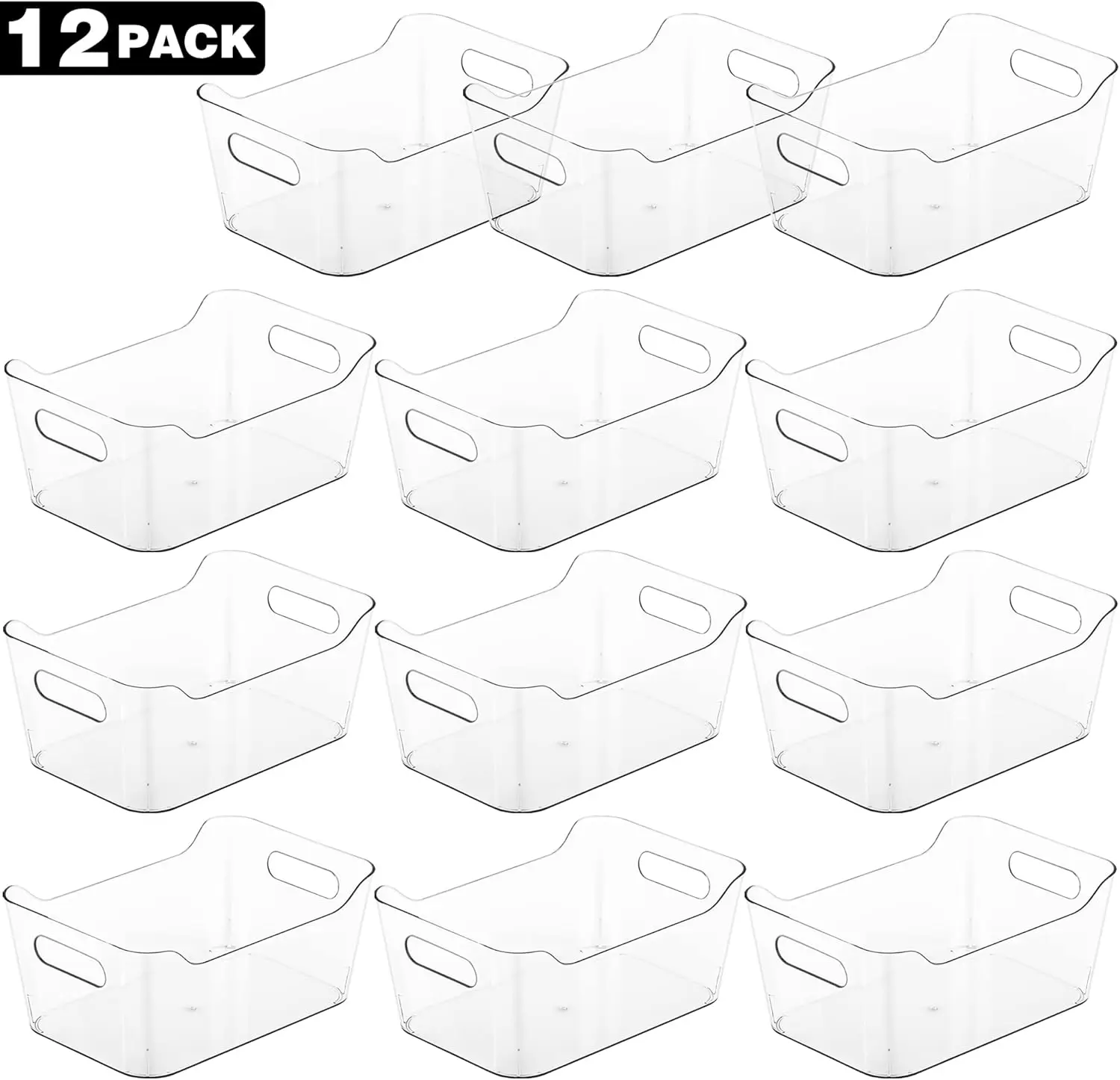 12 Pack Plastic Storage Bins, Multi-Use Organizer Bins, Pantry Organizer, Clear Storage Containers, Bins for Home & Kitchen thumbnail 5