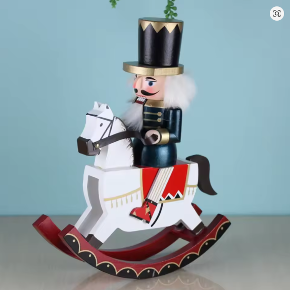 30cm Nutcracker Christmas Decoration Ornaments Creative Decoration Handmade Rocking Horse Wooden Crafts 30cm Nutcracker Blue