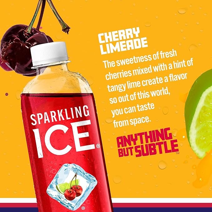 Sparkling Ice, Cherry Limeade Sparkling Water, Zero Sugar Flavored Water, with Vitamins and Antioxidants, Low Calorie Beverage, 17 fl oz Bottles (Pack of 12) thumbnail 3