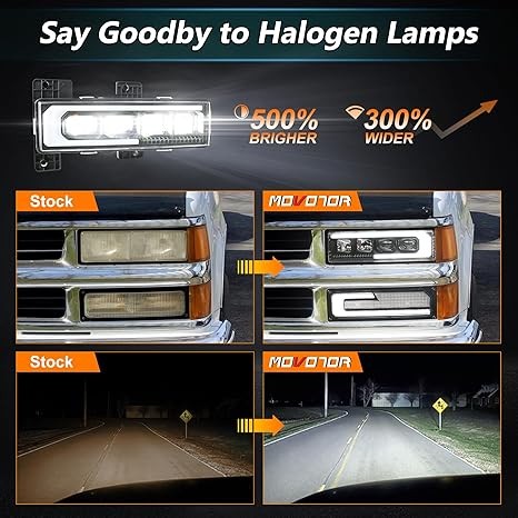 LED Headlight Assembly 500% Bright Anti-glare Headlights with Welcome DRL Turn Signal Compatible with 1988-1998 Chevy GMC C/K 1500 2500 3500 Suburban Silverado Tahoe Yukon thumbnail 4