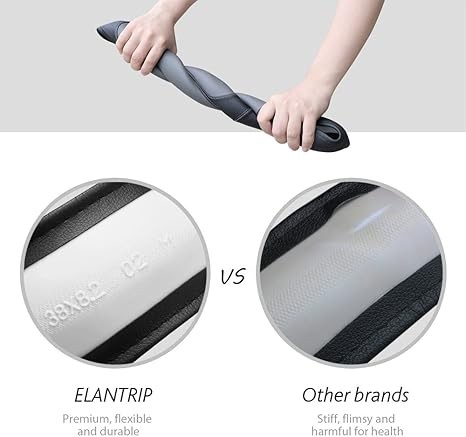Elantrip Sport Leather Steering Wheel Cover 14 1/2 inch to 15 inch Universal, Padded Soft Grip Breathable for Car Truck SUV Jeep, Anti Slip Odorless Black and Gray thumbnail 4