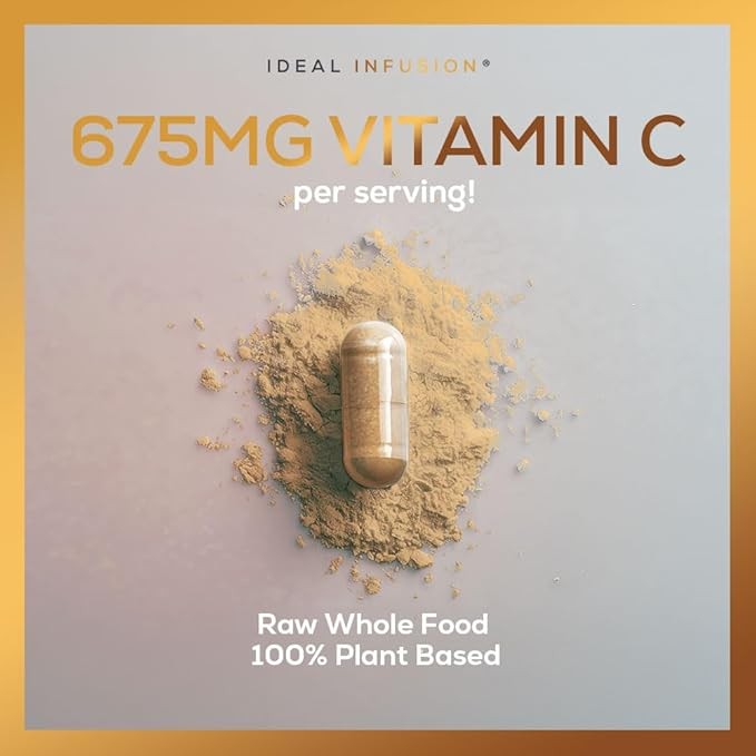 Ideal Infusion Raw Whole Food Vitamin C Complex: Natural Vitamin C Extracted from Organic Oranges and Acerola Cherries with Food Based Bioflavanoids (60 Servings) No Synthetic Ascorbic Acid thumbnail 5