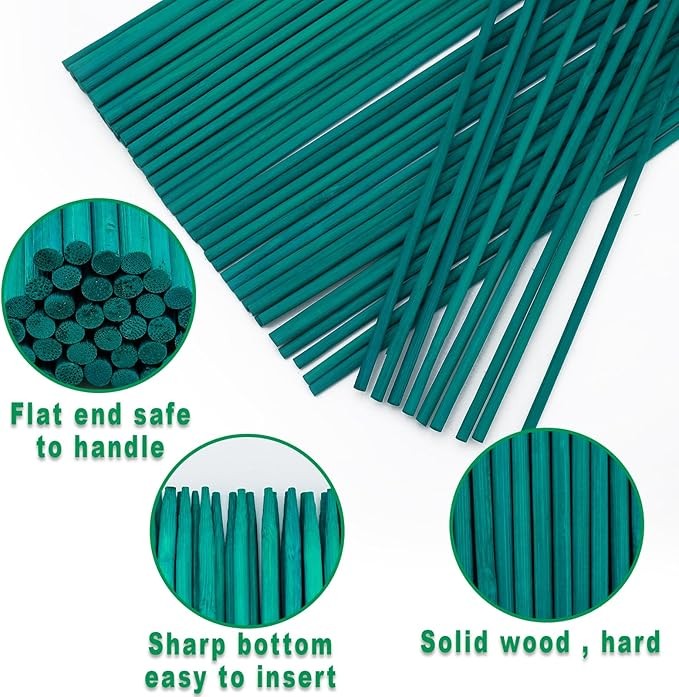 Plant Stakes 50 PCS Garden Green Bamboo Sticks Plant Support Stakes for Indoor and Outdoor Plants, Wooden Sign Posting Flower Pot Garden Stakes(15" 25pcs+17" 25pcs) thumbnail 2