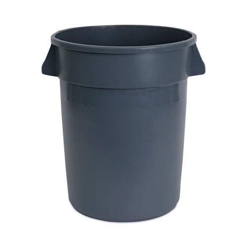 BoardwalkÂ® Round Waste Receptacle, LLDPE, 32 gal, Gray (BWK32GLWRGRA) thumbnail 2