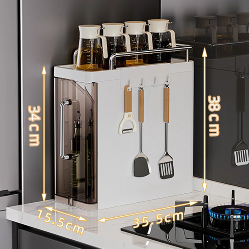 2 Layer Storage Shelf Kitchen Utensil Rack Pull-Out Kitchen Spice Rack Narrow Countertop Organizer Spice Sauce Storage Shelf