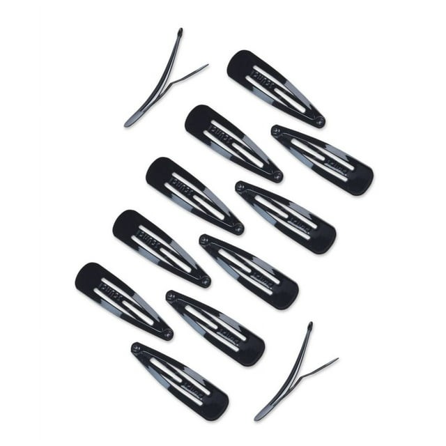 Scunci Open Center Metal Snap Clip Hair Barrettes, Black, 12 Count thumbnail 3