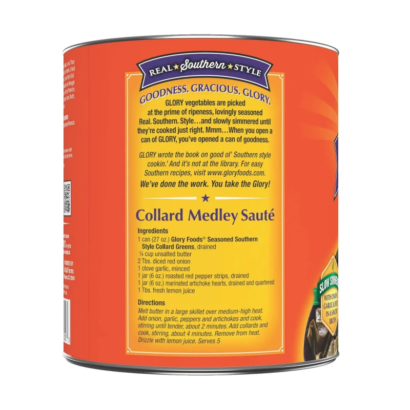 Glory Foods Canned Seasoned Collard Greens, 27 oz Can thumbnail 2
