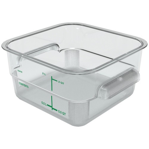 Carlisle Squares Polycarbonate Food Storage Container, 2 qt, 7.13 x 7.13 x 3.8, Clear, Plastic (1195007) thumbnail 2