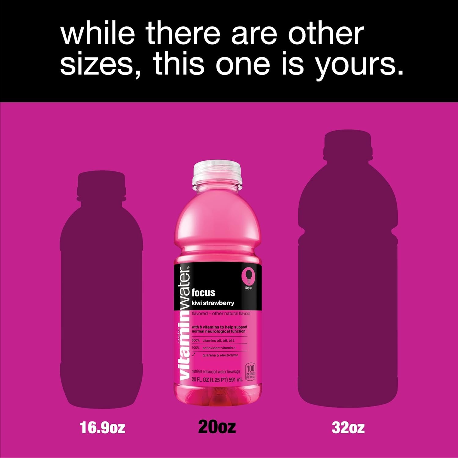 vitaminwater focus electrolyte enhanced water w/vitamins, kiwi-strawberry drinks, 20 fl oz, 12 Pack thumbnail 5