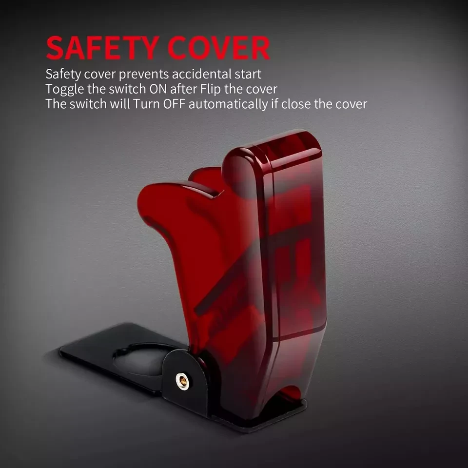 Red 12V LED Toggle Switch with Safety Cover - 2 Pack Heavy Duty thumbnail 5