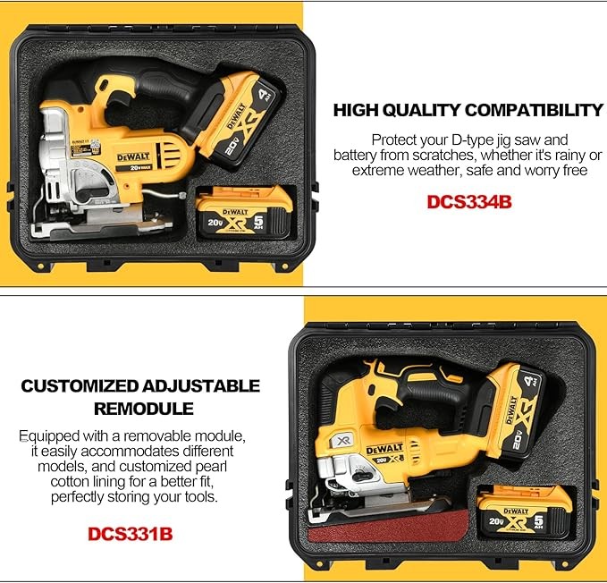 Case for Dewalt Jigsaw Power Tool - Waterproof Hard Tool Box for Dewalt 20V Jig Saw DCS334B | DCS331B, Power Tool Combo Kit Bag for Dewalt Herramientas 20V Max Cordless Jig Saw Set/Battery (Case Only) thumbnail 3